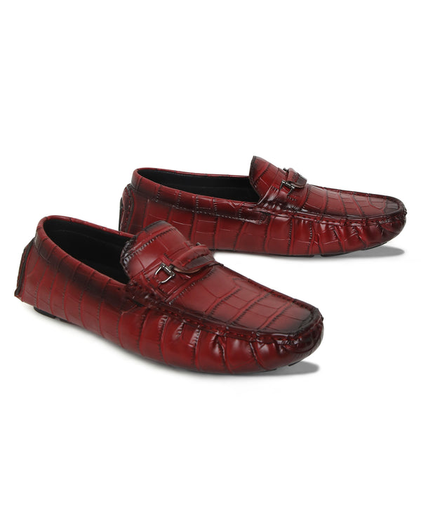 Berman Croco Driving Shoes - RED