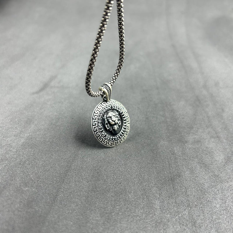 Wild Elegance: Silver Tiger Face Pendant