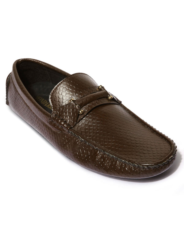 Argento Python Driving Shoes - BROWN