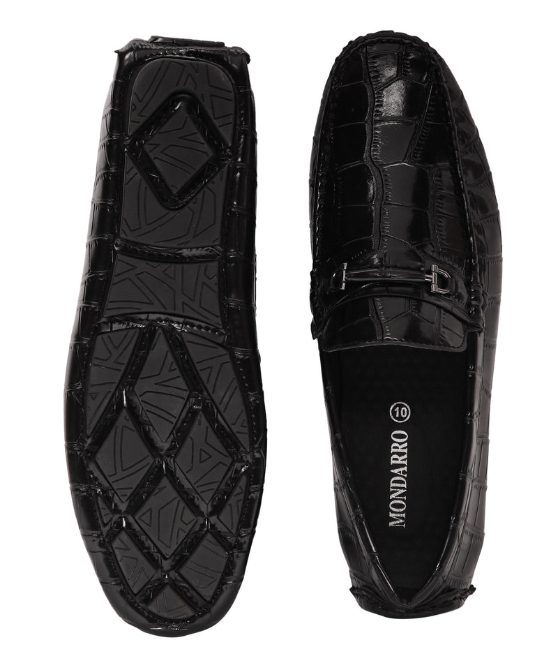 Berman Croco Driving Shoes - BLACK