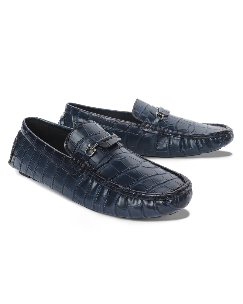 Berman Croco Driving Shoes - BLUE